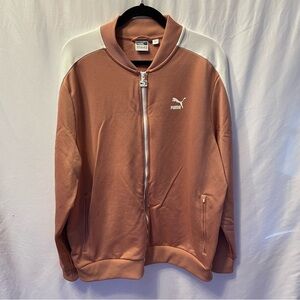 Puma Mens Pink/White Track Jacket XXL Long Sleeve Pocket Zip Athletic Sporty